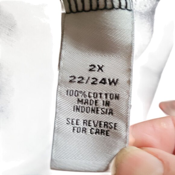 Catherines Black Polka Dot Tunic Top 2X 22/24W 3/4 Sleeves 100% Cotton Womens Bl - Picture 6 of 6